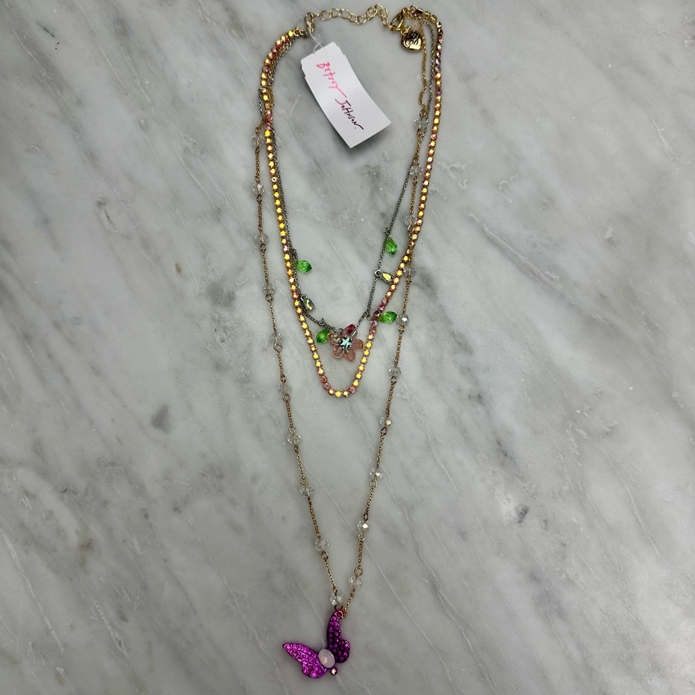 Betsey Johnson Glam Long Multi-Strand Necklace